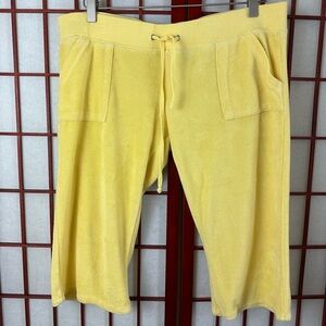 Y2K Juicy Couture Yellow Terrycloth Cropped Capri Drawstring Sweatpants